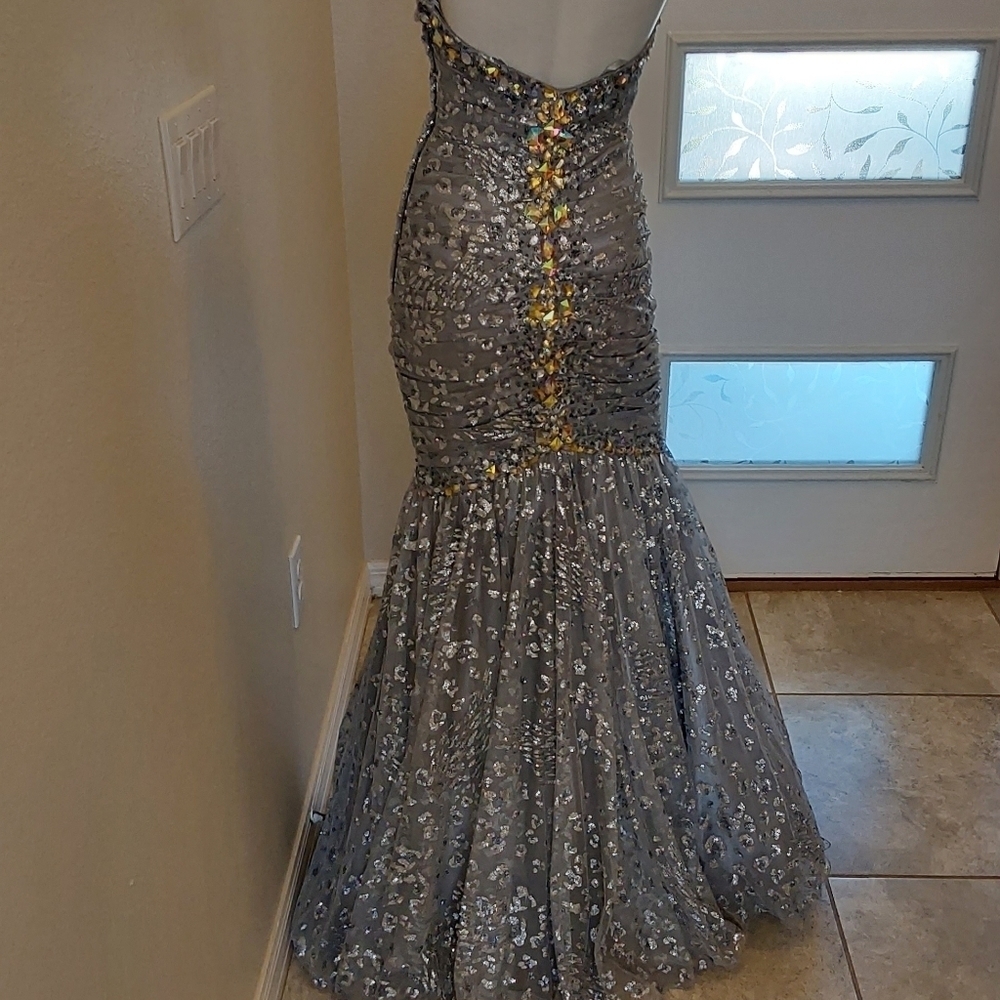 Jovani HAND BEADED STRAPLESS SWEETHEART MERMAID GOWN SIZE 0 - Picture 8 of 8